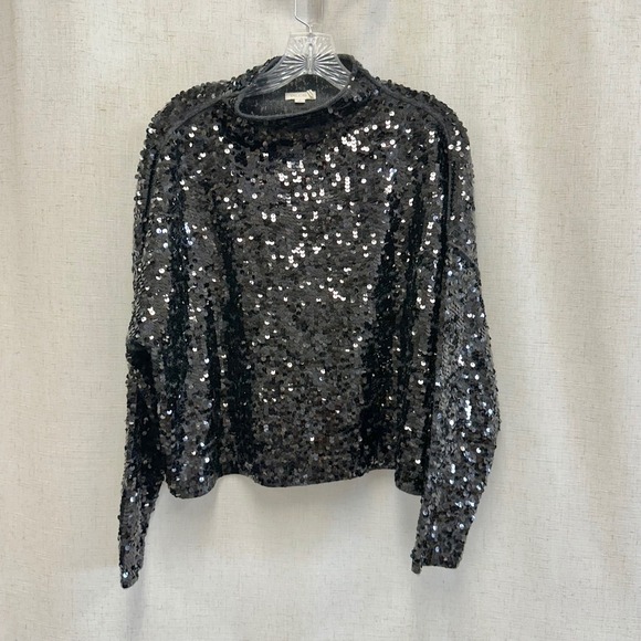 Anthropologie Pilcro Alani sequined cashmere mock-neck sweater Size Small - Picture 3 of 12